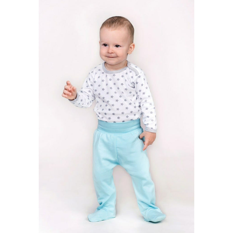 Bluza cu maneca lunga, New Baby, Cu capse, Marime 56, Din bumbac 100%, Classic II Grey with stars