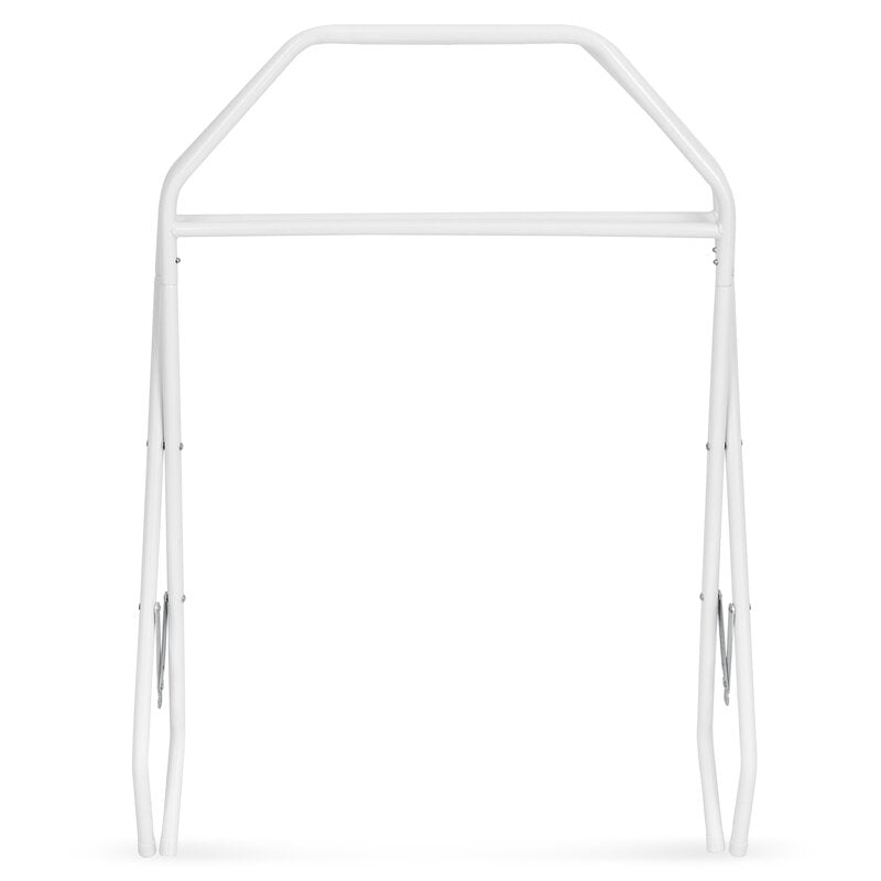 Cadita de baie pliabila, Qmini, Foldy Pro, Cu suport metalic si pernuta de baie, Cu termometru electronic, Cu dop si furtun pentru scurgere, Antiderapanta, 80×49 cm, Alb/Gri