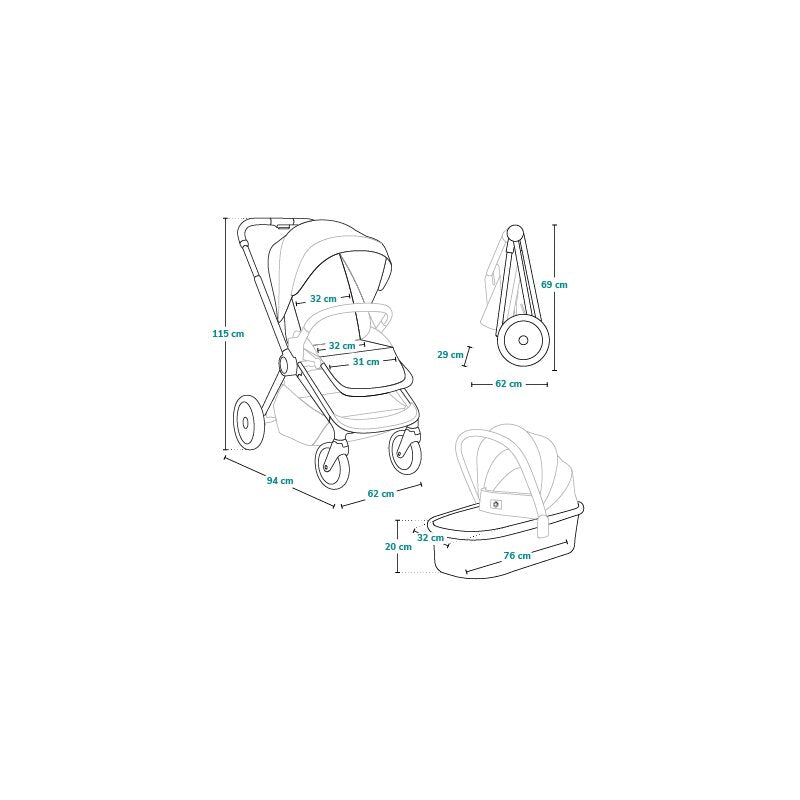 Carucior 2 in 1, Lionelo, Layla, Pana la 22 kg, Cadru aluminiu, Cu landou intarit si salteluta din spuma AirDots, Reversibil, Cu ventilatie 3D, Cu accesorii, EN1888-1-2, EN1466, Maro