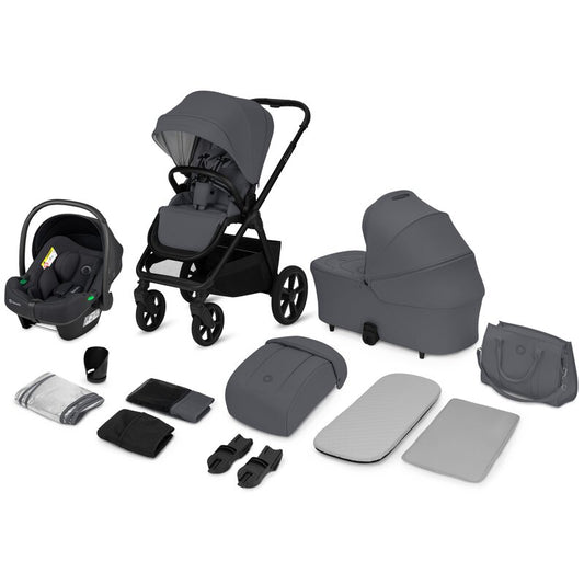 Carucior 3 in 1, Lionelo, Carmine, Cu scoica ADAC, Landou anti-reflux, Salteluta ventilata, Reglare spatar in 3 pozitii, Suport de picioare in 3 pozitii, Maner reglabil in 5 pozitii, Sustine 22 kg, Cu accesorii, 0 luni+, Gri