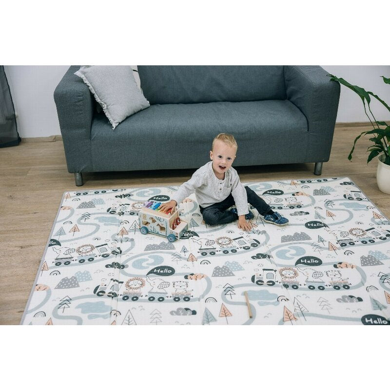 Covoras de joaca, FreeON, Magic Road, Cu doua fete, Pliabil, Protectie impotriva loviturilor, 200x150 cm, 0 luni+, Multicolor