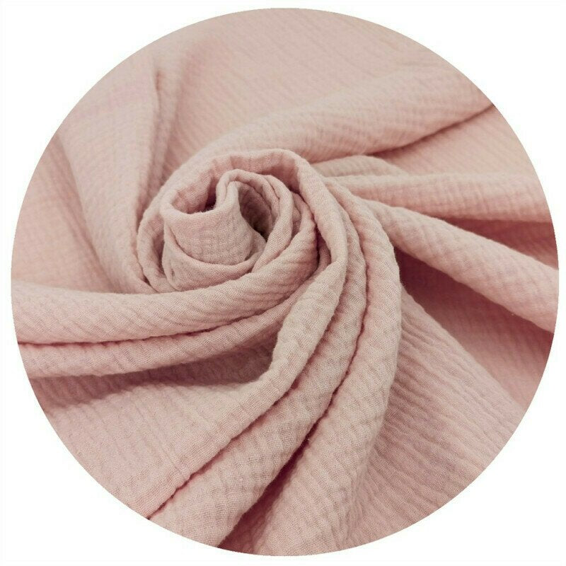 Lenjerie patut cu 3 piese, Qmini, Aurora, Pentru co-sleeper, Din muselina dubla, Material certificat Oeko Tex Standard 100, Powder Pink