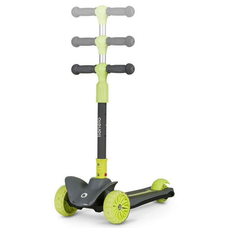 Trotineta, Lionelo, Timy, Copii, Ultrapliabila, Pana la 50 Kg, Cu design ergonomic, Cu lumini LED, 26 5 x 60 x 64-76 cm, 3 ani+, Verde
