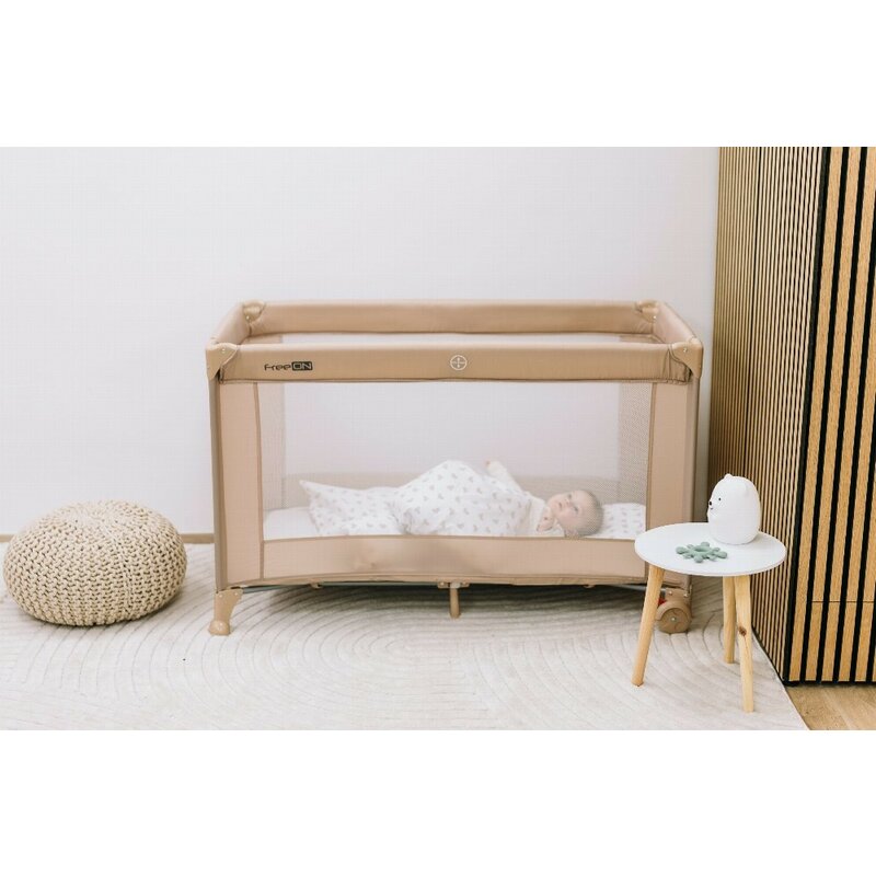 Patut pliant, FreeON, Nap, Cu un nivel, 120x60 cm, Beige
