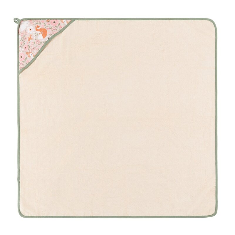 Prosop cu gluga, Petite&Mars, Loulou, Mare, 100 x 100 cm, 70% bambus, 30% bumbac, Certificare Oeko-Tex Standard 100, Hipoalergenic, respirabil si rezistent la mirosuri, Bej