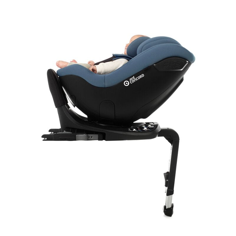 Scaun auto, Jane, Iflow I-Size, Rotire 360 grade, 40 - 105 cm, Cu Isofix si picior stabilizator, Protectie superioara in caz de impact lateral - SPS, Conform cu standardul european de securitate ECE R129, Matt Black
