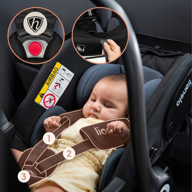 Scoica auto, Lionelo, i-Size Astrid, 0-13 Kg, 40-87 cm, Cu maner si capotina reglabile, Cu protectie laterala avansata, Salteluta confortabila, Testat ADAC, Conform cu standardul european de securitate R129, Crem