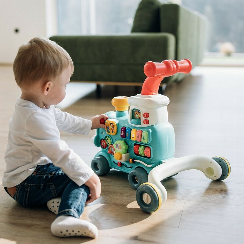 Antemergator 5 in 1 Magic Train, Free2Move, Cu diverse activitati de joaca, Panou Educational, Efecte sonore si luminoase, Green