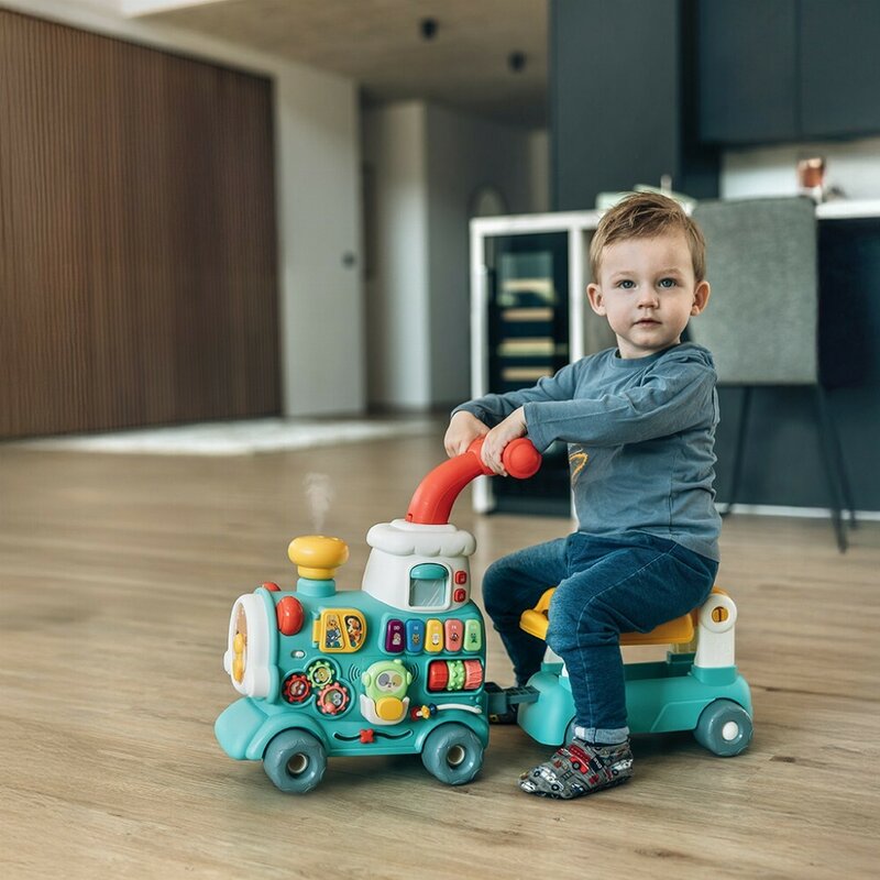 Antemergator 5 in 1 Magic Train, Free2Move, Cu diverse activitati de joaca, Panou Educational, Efecte sonore si luminoase, Green