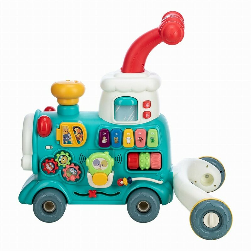 Antemergator 5 in 1 Magic Train, Free2Move, Cu diverse activitati de joaca, Panou Educational, Efecte sonore si luminoase, Green