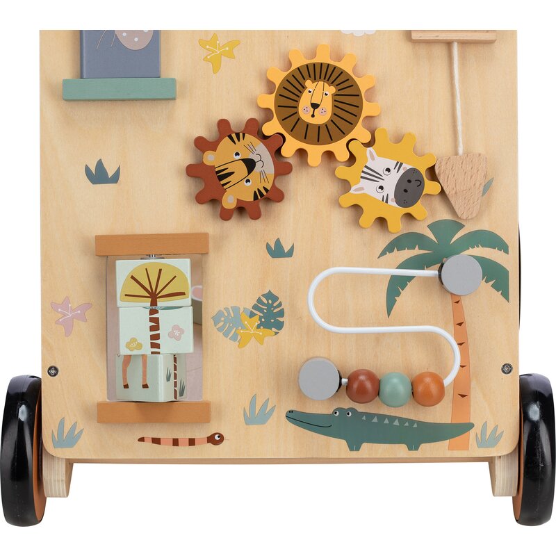 Antepremergator, Free2Play, My First Steps, Cu multiple activitati, Din lemn, , 31.8 x 26.5 x45.5 cm, Safari, Conform cu standardele europene EN71-1;2018, EN71-2:2020, EN71-3:2021