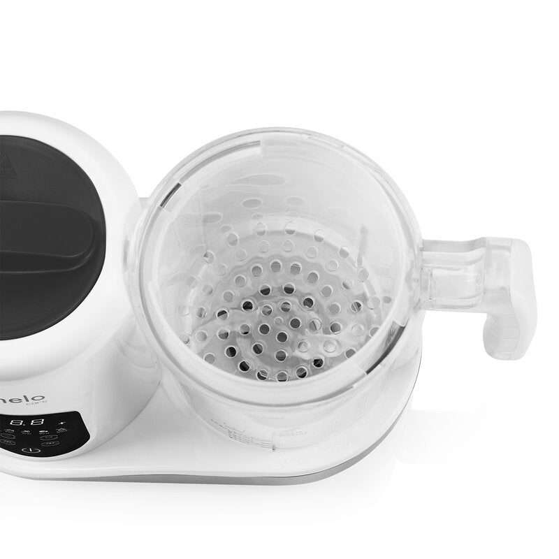 Aparat de gatit, Lionelo, BabyMenu, 5 in 1, Cu gatire la abur, dezghetare, amestecare, incalzire, sterilizare, Cu recipient din tritan, Alb