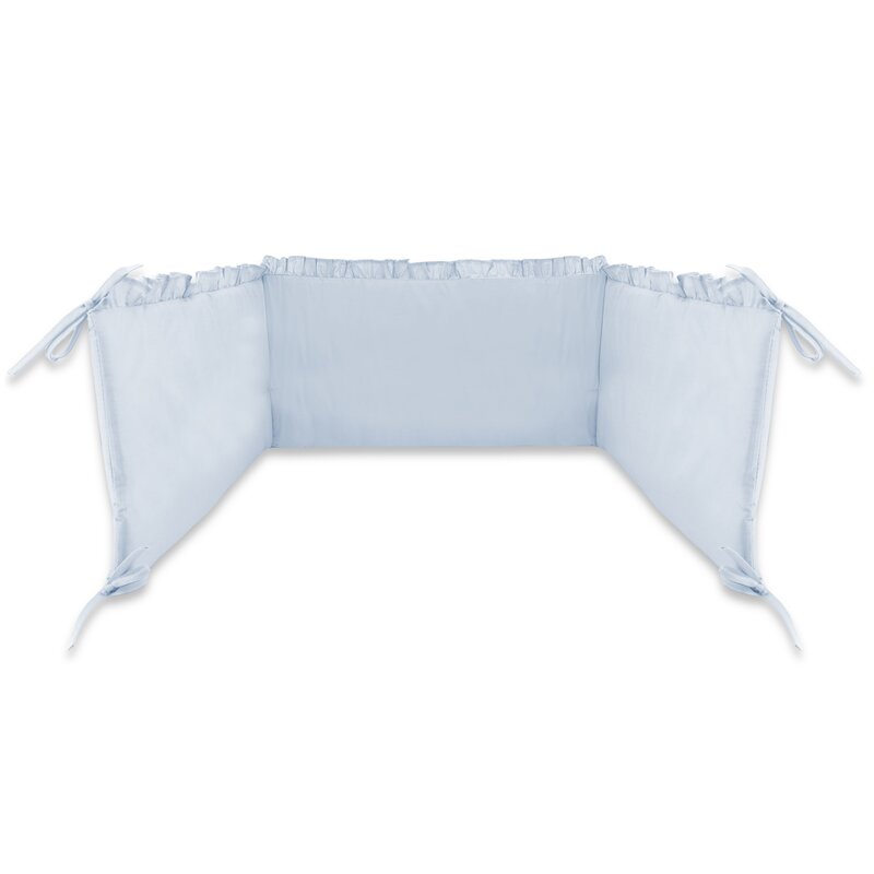 Aparatoare pentru patut, MimiNu, Cu volanase, Din bumbac certificat Oeko Tex Standard 100, 180x30 cm, Cu panglici, Colectia Royal, Blue