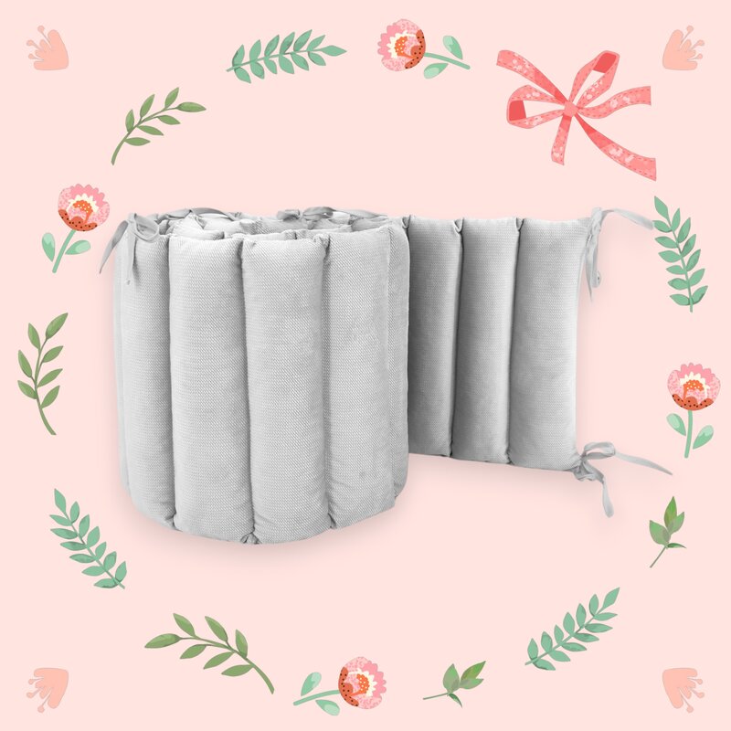 Aparatoare pentru patut, MimiNu, Tip panou, Pentru patut, Lungime 180 cm, Din catifea, Grey