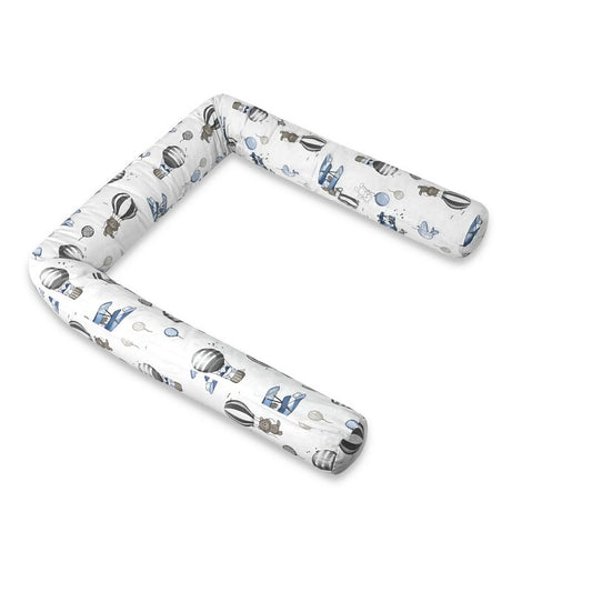 Aparatoare pentru patut, MimiNu, Tip rulou, Cu husa detasabila, Lungime 180 cm, Din bumbac certificat Oeko Tex Standard 100, Blue Plane