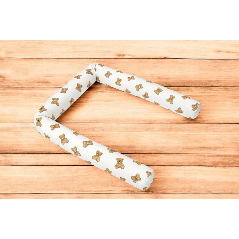 Aparatoare pentru patut, Qmini, Tip rulou, Cu husa detasabila, Lungime 180 cm, Din bumbac certificat Oeko Tex Standard 100, Teddy Toys
