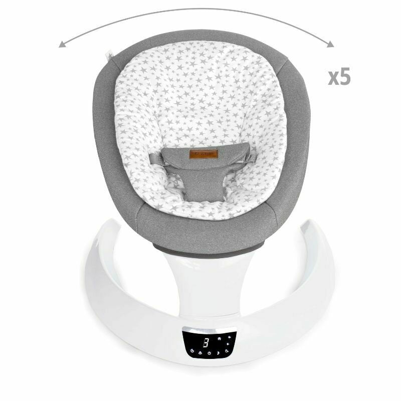 Balansoar electric, Jane, Moon, Cu 5 trepte de viteza, Timer, 12 melodii si 5 sunete ale naturii, Conform cu standardul european EN 12790:2023, Mist