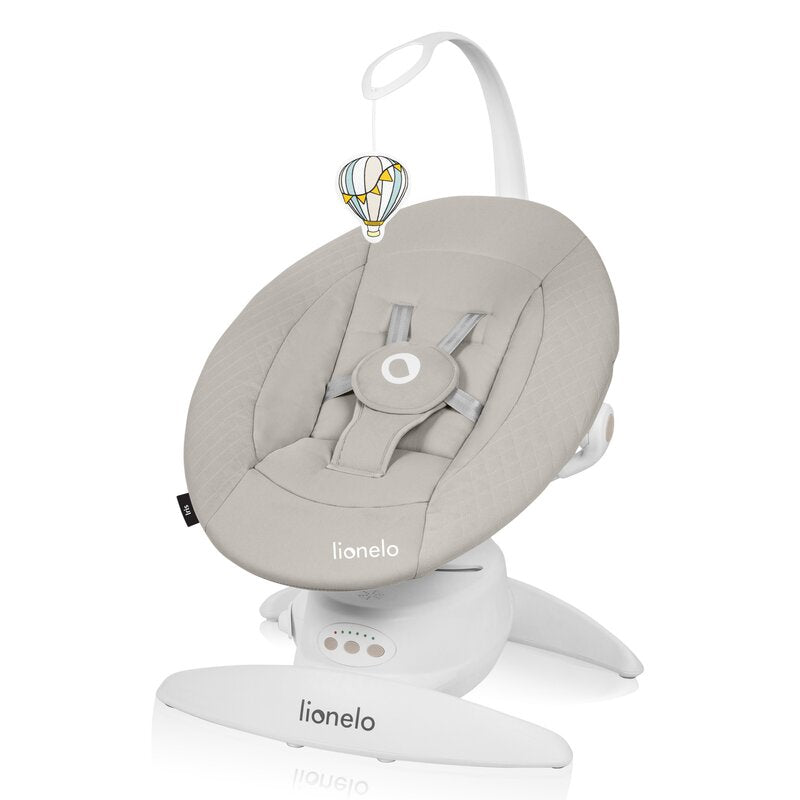 Balansoar, Lionelo, Iris, 2 in 1, Rotire 360 grade, Electric, Cu 3 moduri de leganare, Cu 5 trepte de viteza, Cu 3 pozitii de inclinare, 12 melodii, Silentios, Pana la 9 kg, Bej