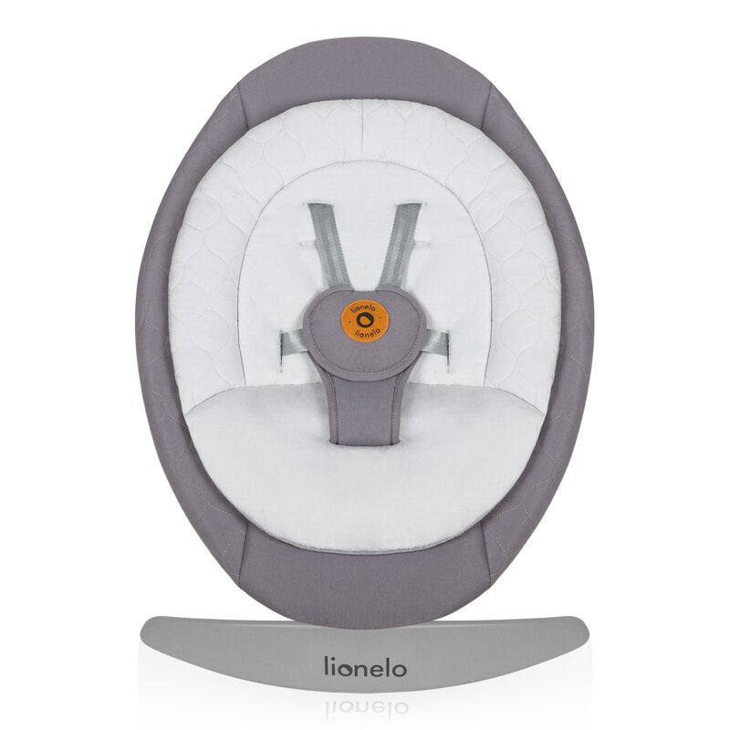 Balansoar, Lionelo, Mell, 2 in 1, Rotire 360 grade, Electric, Cu 3 moduri de leganare, Cu 5 trepte de viteza, Cu 3 pozitii de inclinare, Cu timer, 12 melodii si 2 sunete ale naturii, Pana la 9 kg, Gri