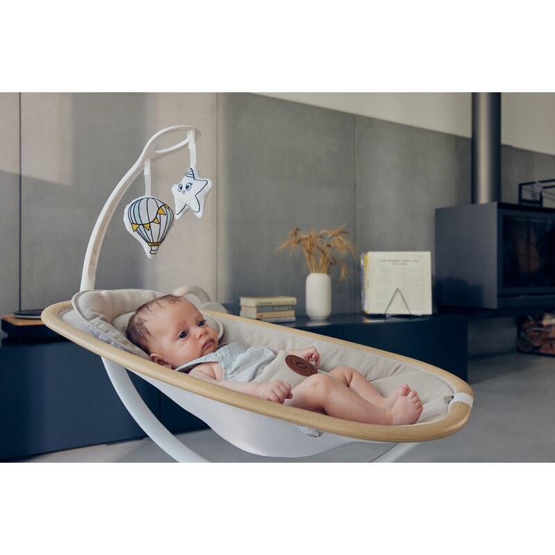 Balansoar si sezlong, Lionelo, Olivia, 2 in 1, Electric, Cu leganare 3D, 5 moduri de balansare in mai multe directii, Cu 13 melodii, Scaun pivotant la 180 grade, Reglabil, Cu arcada jucarii, Bej