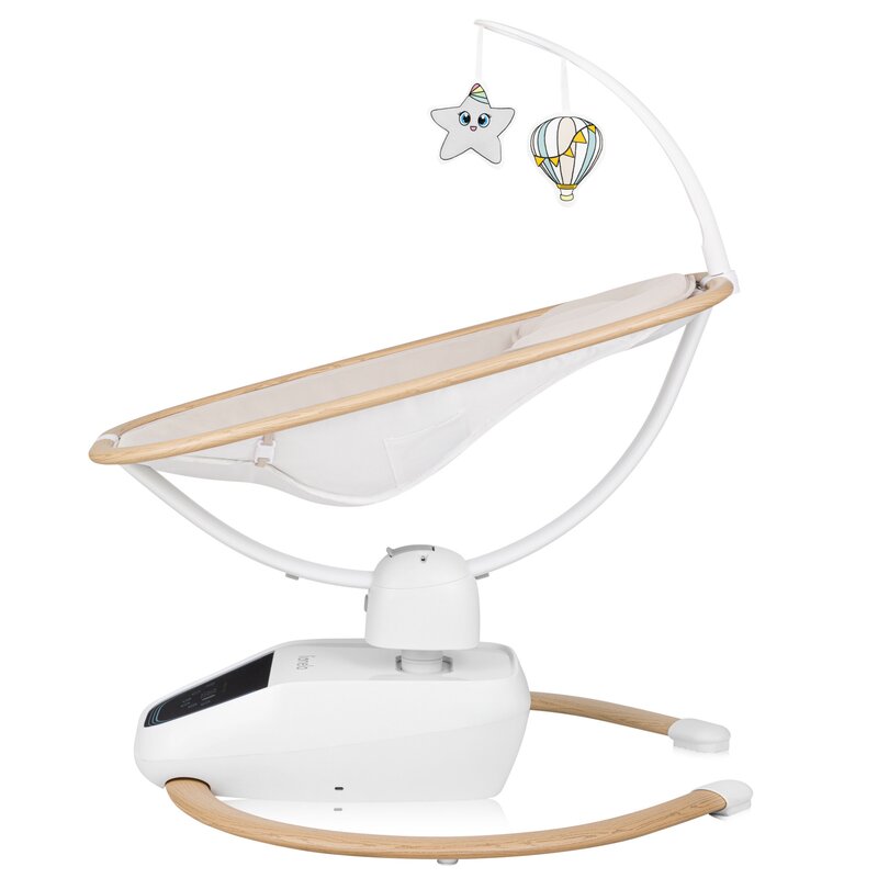 Balansoar si sezlong, Lionelo, Olivia, 2 in 1, Electric, Cu leganare 3D, 5 moduri de balansare in mai multe directii, Cu 13 melodii, Scaun pivotant la 180 grade, Reglabil, Cu arcada jucarii, Bej