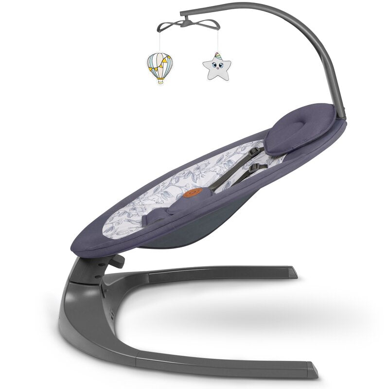 Balansoar si sezlong, Lionelo, Ralf, 2 in 1, Electric, Cu telecomanda si cablu USB, Cu miscare laterala de balansare si 5 niveluri diferite de viteza, Cu 12 melodii, Gri/Alb