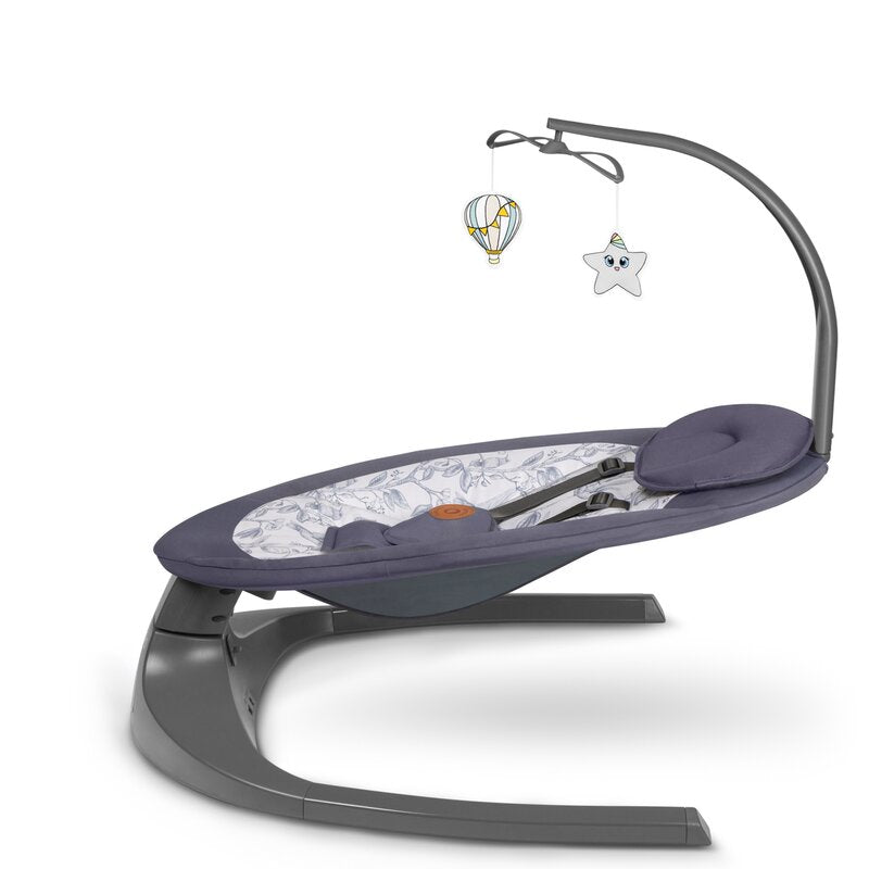 Balansoar si sezlong, Lionelo, Ralf, 2 in 1, Electric, Cu telecomanda si cablu USB, Cu miscare laterala de balansare si 5 niveluri diferite de viteza, Cu 12 melodii, Gri/Alb