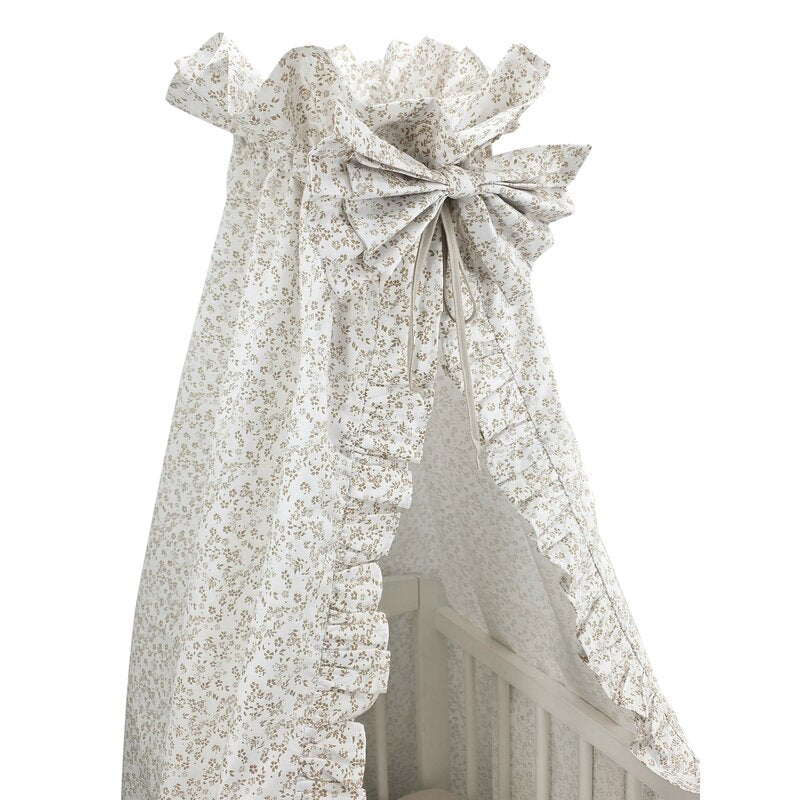 Baldachin, MimiNu, Premium, Pentru patut, Cu funda si volanas, 210x145 cm, Material certificat Oeko Tex Standard 100, Meadow