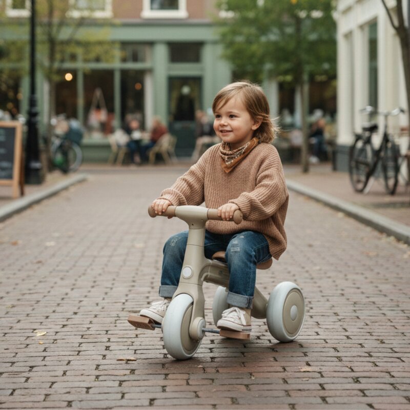 Bicicleta/tricicleta, Petite&Mars, 3 in 1, Multifunctionala, Cu/fara pedale, Ghidon directionabil, Sa reglabila pe inaltime, 2.3 kg, Pana la 25 kg, 12-36 luni, Bej