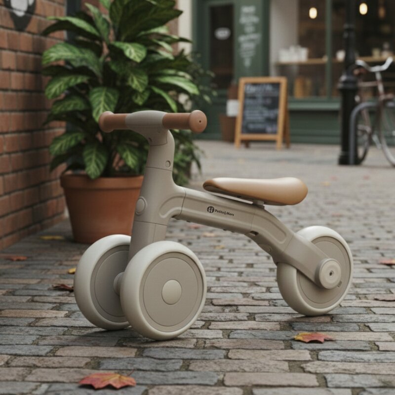 Bicicleta/tricicleta, Petite&Mars, 3 in 1, Multifunctionala, Cu/fara pedale, Ghidon directionabil, Sa reglabila pe inaltime, 2.3 kg, Pana la 25 kg, 12-36 luni, Bej