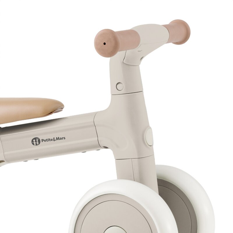 Bicicleta/tricicleta, Petite&Mars, 3 in 1, Multifunctionala, Cu/fara pedale, Ghidon directionabil, Sa reglabila pe inaltime, 2.3 kg, Pana la 25 kg, 12-36 luni, Bej