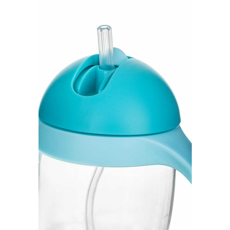 Cana de apa, Bocioland, Cu pai si manere, 300 ml, 6 luni+, Blue