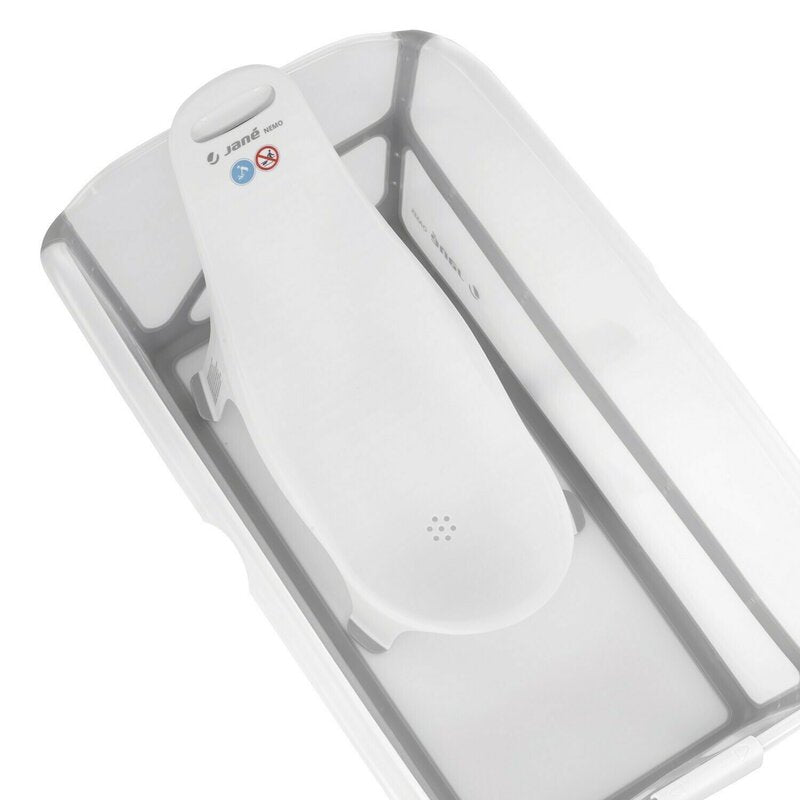 Cadita de baie cu pliere ultra-compacta, Jane, Oasis, Cu doua manere, 68 x 42 x 26 cm, Conform cu standardul european de siguranta EN 17072:2018, Pale