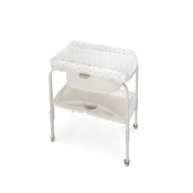 Cadita de baie cu suport, Jane, Flip, Cu 2 pozitii anatomice, Cu masuta de infasat, Cu tavita si compartimente pentru accesorii, Conform cu standardele europene EN 17072:2018EN 12221:2008+A1:2013, Mist
