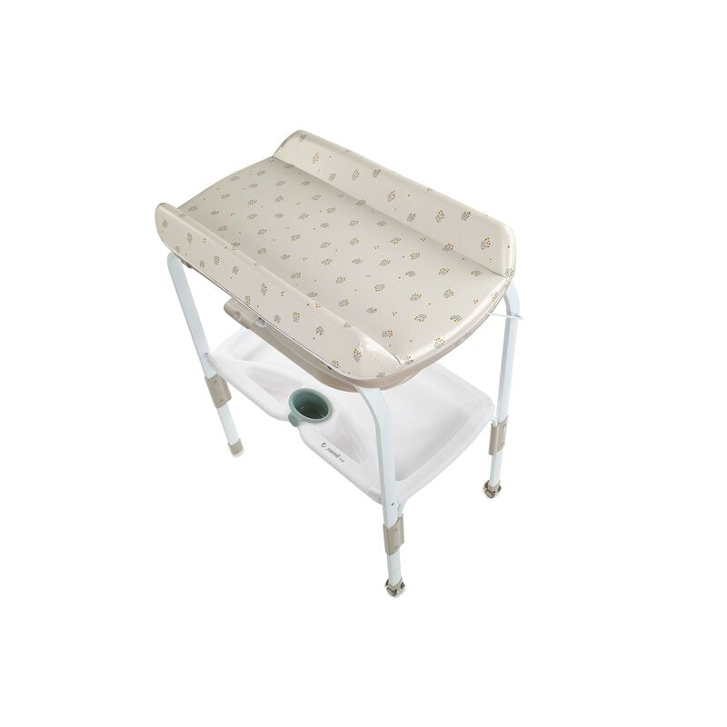 Cadita de baie cu suport, Jane, Flip, Cu 2 pozitii anatomice, Cu masuta de infasat, Cu tavita si compartimente pentru accesorii, Conform cu standardele europene EN 17072:2018EN 12221:2008+A1:2013, Botanic