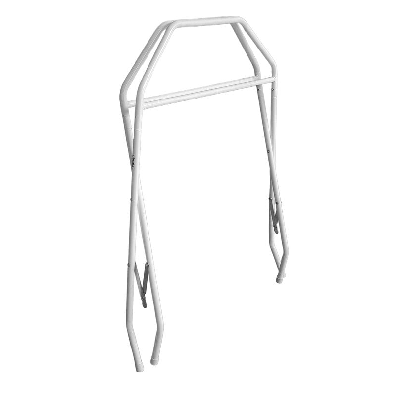 Cadita de baie pliabila, Qmini, Foldy Pro Care, Cu suport metalic si masuta de infasat, Cu termometru electronic, Cu dop si furtun pentru scurgere, Antiderapanta, 80×49 cm, Alb/Gri