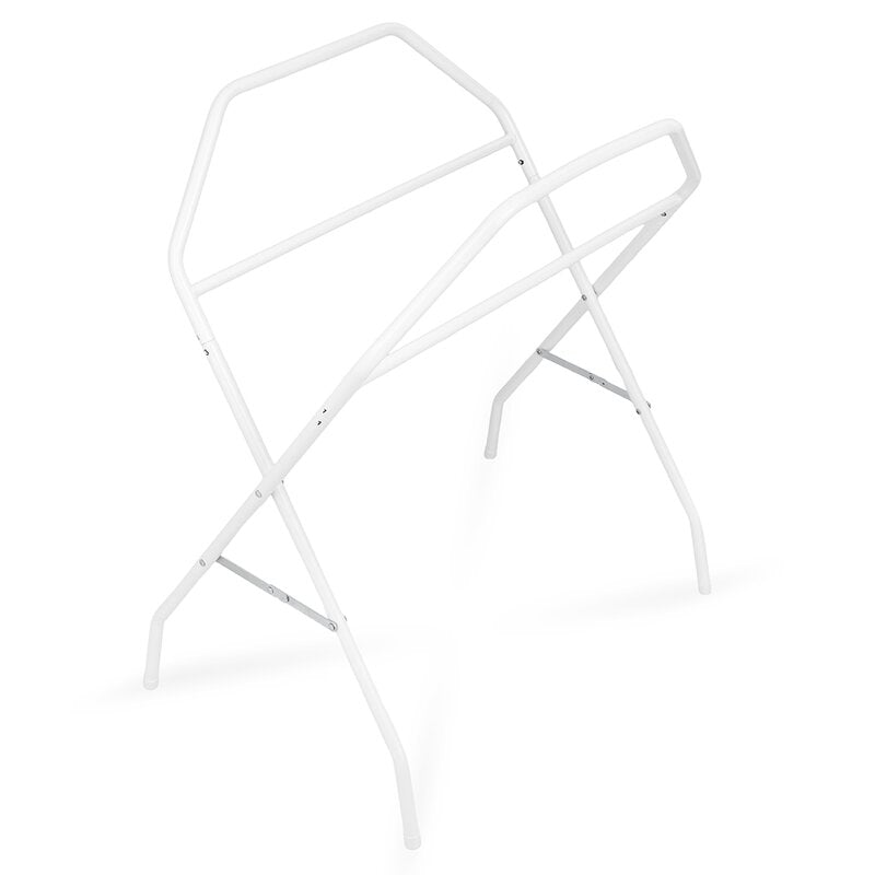 Cadita de baie pliabila, Qmini, Foldy Pro, Cu suport metalic si pernuta de baie, Cu termometru electronic, Cu dop si furtun pentru scurgere, Antiderapanta, 80×49 cm, Alb/Gri