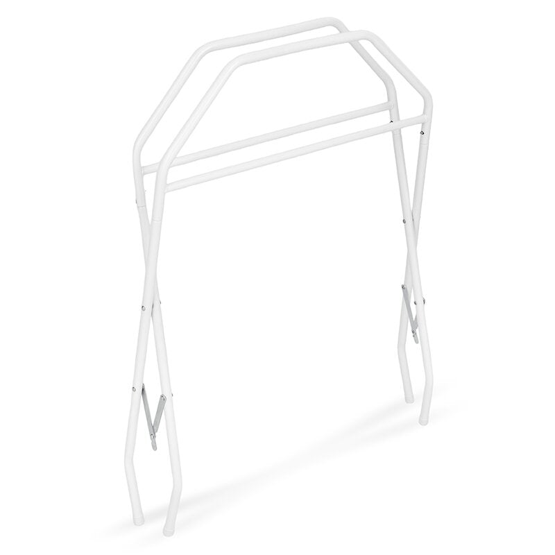 Cadita de baie pliabila, Qmini, Foldy Pro, Cu suport metalic si pernuta de baie, Cu termometru electronic, Cu dop si furtun pentru scurgere, Antiderapanta, 80×49 cm, Alb/Gri