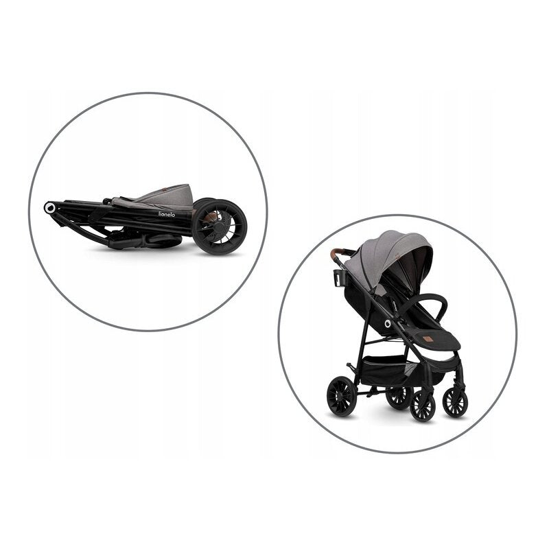 Carucior sport, Lionelo, Zoey, De la nastere, Cu accesorii, Cadru din aluminiu, 0- 15 kg, Conform cu standardul european de securitate EN1888-1, Gri