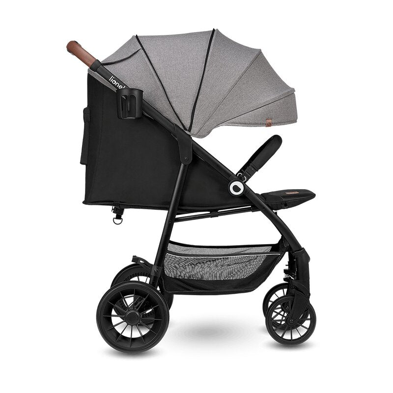 Carucior sport, Lionelo, Zoey, De la nastere, Cu accesorii, Cadru din aluminiu, 0- 15 kg, Conform cu standardul european de securitate EN1888-1, Gri