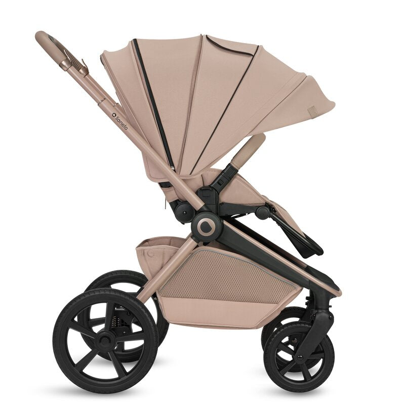Carucior 2 in 1, Lionelo, Freya, Landou si salteluta ventilate, Pliabil, Reglare spatar-3 pozitii, Suport de picioare-4 pozitii, Maner reglabil-3 pozitii, Adaptori inclusi compatibili cu Cybex, Maxi-Cosi, Kiddy, Avionaut, Sustine 22 kg, 0luni+, Bej