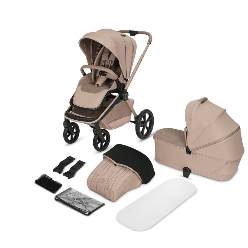 Carucior 2 in 1, Lionelo, Freya, Landou si salteluta ventilate, Pliabil, Reglare spatar-3 pozitii, Suport de picioare-4 pozitii, Maner reglabil-3 pozitii, Adaptori inclusi compatibili cu Cybex, Maxi-Cosi, Kiddy, Avionaut, Sustine 22 kg, 0luni+, Bej