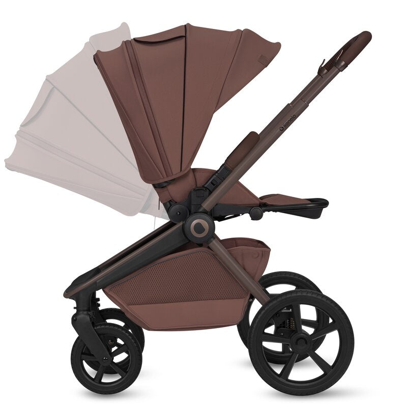 Carucior 2 in 1, Lionelo, Freya, Landou si salteluta ventilate, Pliabil, Reglare spatar-3 pozitii, Suport de picioare-4 pozitii, Maner reglabil-3 pozitii, Adaptori inclusi compatibili cu Cybex, Maxi-Cosi, Kiddy, Avionaut, Sustine 22 kg, 0luni+, Maro