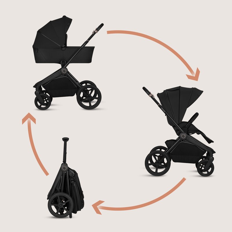 Carucior 2 in 1, Lionelo, Freya, Landou si salteluta ventilate, Pliabil, Reglare spatar-3 pozitii, Suport de picioare-4 pozitii, Maner reglabil-3 pozitii, Adaptori inclusi compatibili cu Cybex, Maxi-Cosi, Kiddy, Avionaut, Sustine 22 kg, 0luni+, Negru