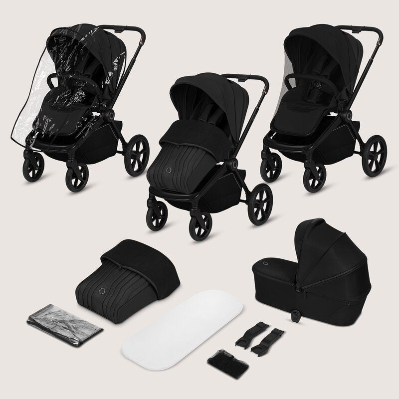 Carucior 2 in 1, Lionelo, Freya, Landou si salteluta ventilate, Pliabil, Reglare spatar-3 pozitii, Suport de picioare-4 pozitii, Maner reglabil-3 pozitii, Adaptori inclusi compatibili cu Cybex, Maxi-Cosi, Kiddy, Avionaut, Sustine 22 kg, 0luni+, Negru
