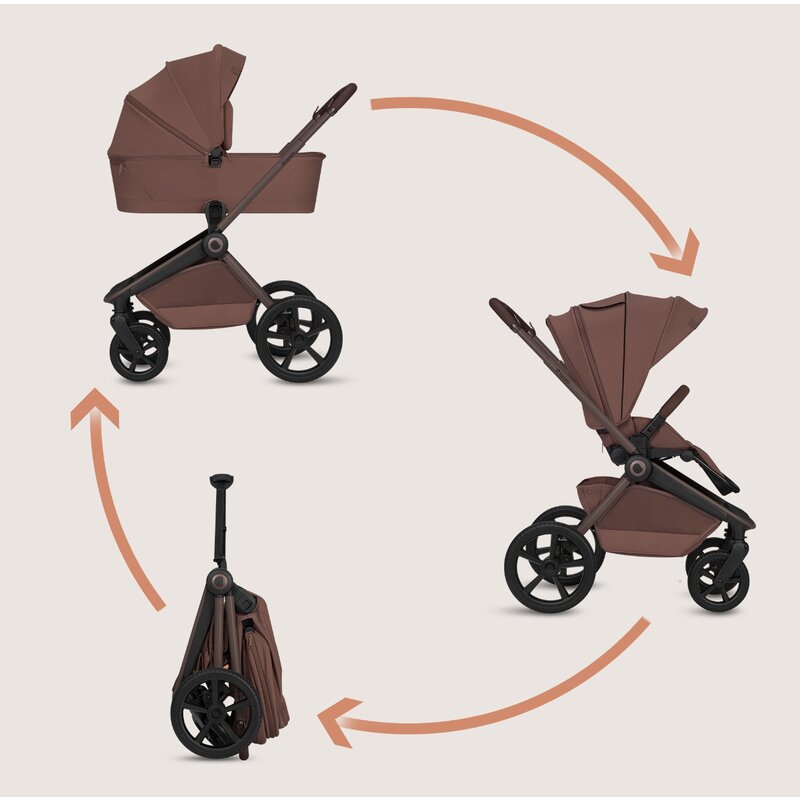 Carucior 2 in 1, Lionelo, Freya, Landou si salteluta ventilate, Pliabil, Reglare spatar-3 pozitii, Suport de picioare-4 pozitii, Maner reglabil-3 pozitii, Adaptori inclusi compatibili cu Cybex, Maxi-Cosi, Kiddy, Avionaut, Sustine 22 kg, 0luni+, Maro