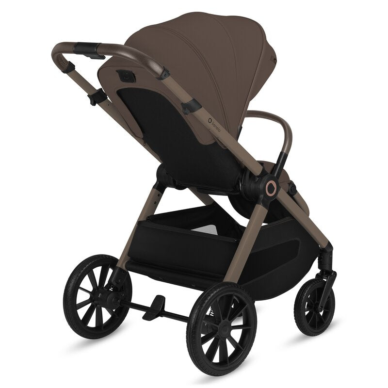 Carucior 2 in 1, Lionelo, Layla, Pana la 22 kg, Cadru aluminiu, Cu landou intarit si salteluta din spuma AirDots, Reversibil, Cu ventilatie 3D, Cu accesorii, EN1888-1-2, EN1466, Maro