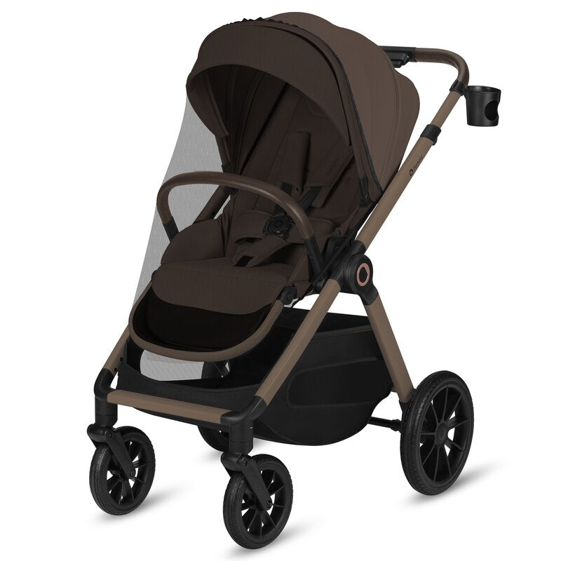 Carucior 2 in 1, Lionelo, Layla, Pana la 22 kg, Cadru aluminiu, Cu landou intarit si salteluta din spuma AirDots, Reversibil, Cu ventilatie 3D, Cu accesorii, EN1888-1-2, EN1466, Maro