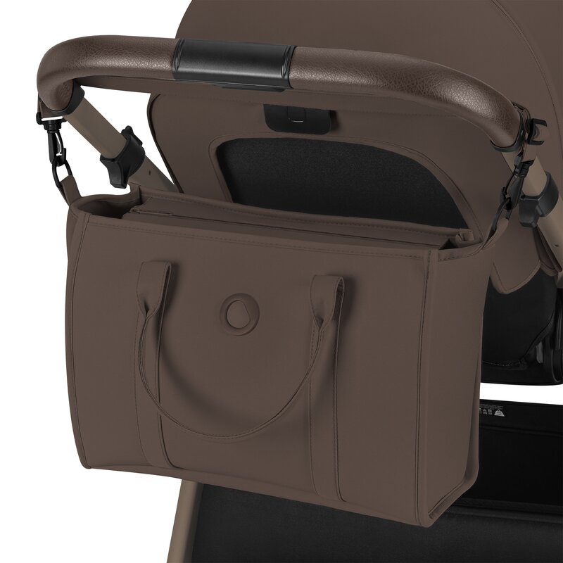 Carucior 2 in 1, Lionelo, Layla, Pana la 22 kg, Cadru aluminiu, Cu landou intarit si salteluta din spuma AirDots, Reversibil, Cu ventilatie 3D, Cu accesorii, EN1888-1-2, EN1466, Maro