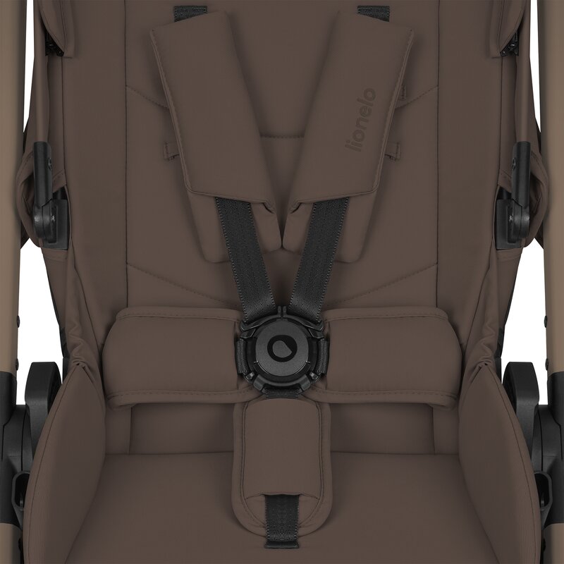 Carucior 2 in 1, Lionelo, Layla, Pana la 22 kg, Cadru aluminiu, Cu landou intarit si salteluta din spuma AirDots, Reversibil, Cu ventilatie 3D, Cu accesorii, EN1888-1-2, EN1466, Maro